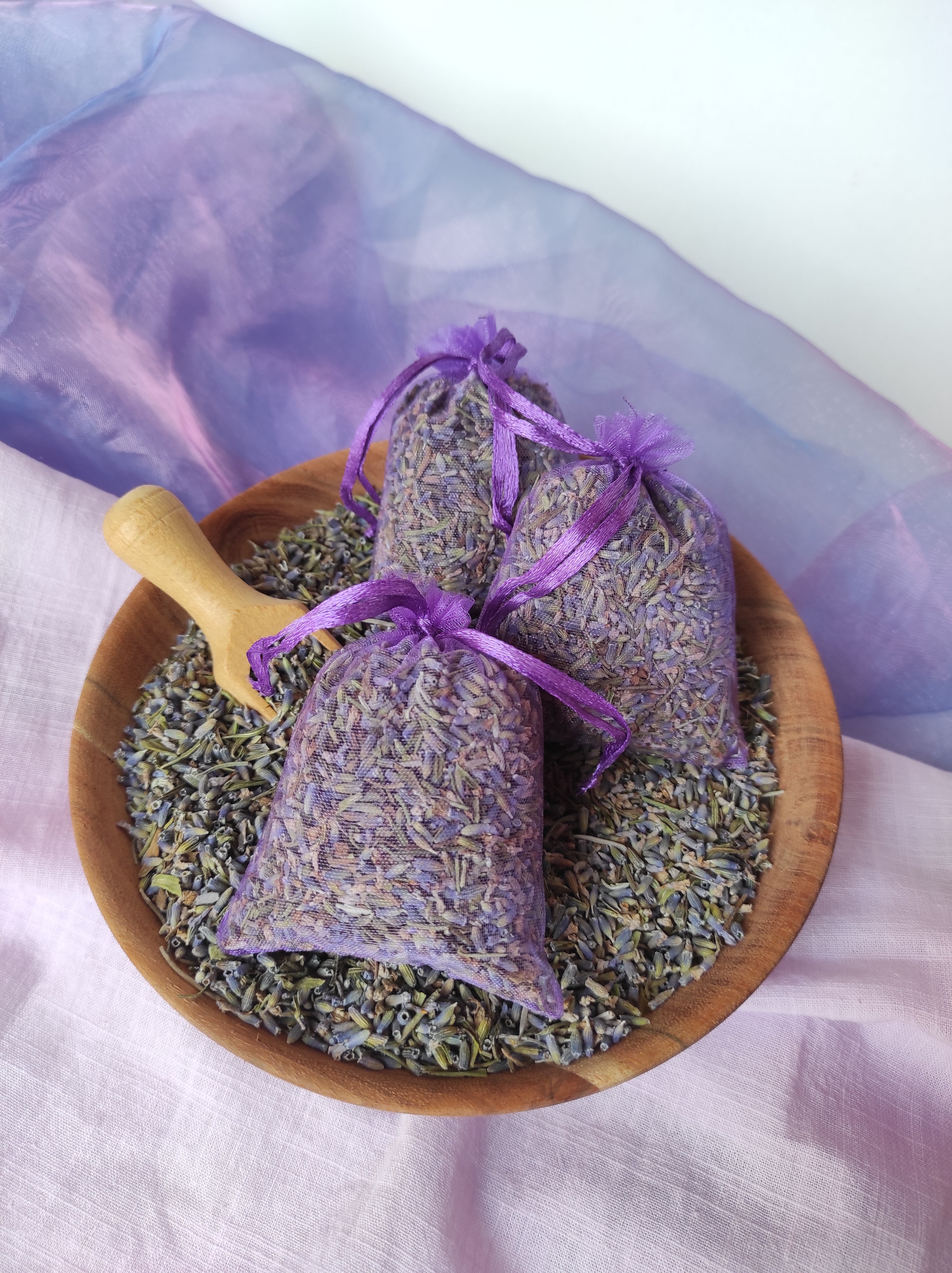 Set de 3 săculeți de organza cu lavandă