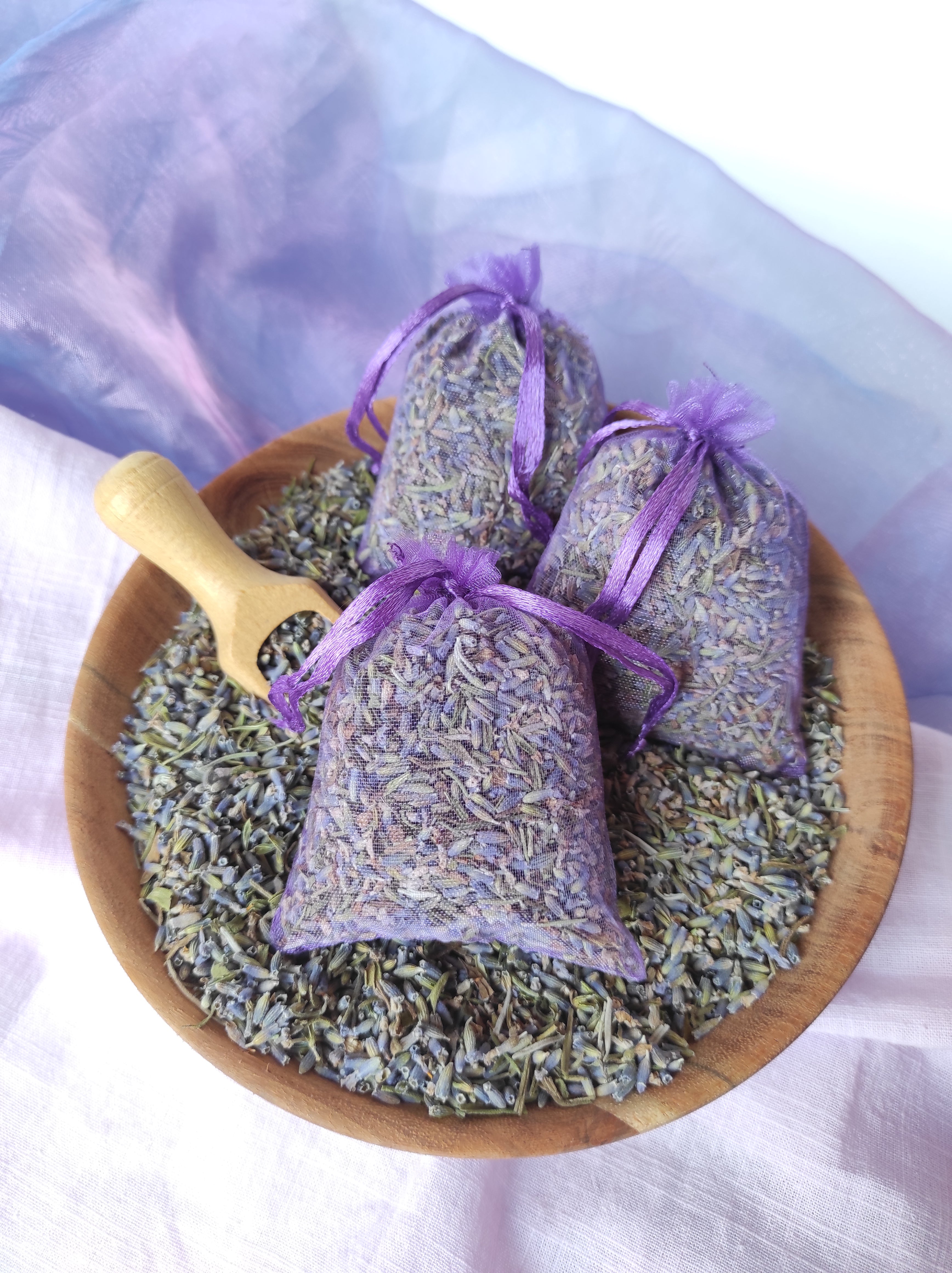 Set de 3 săculeți de organza cu lavandă