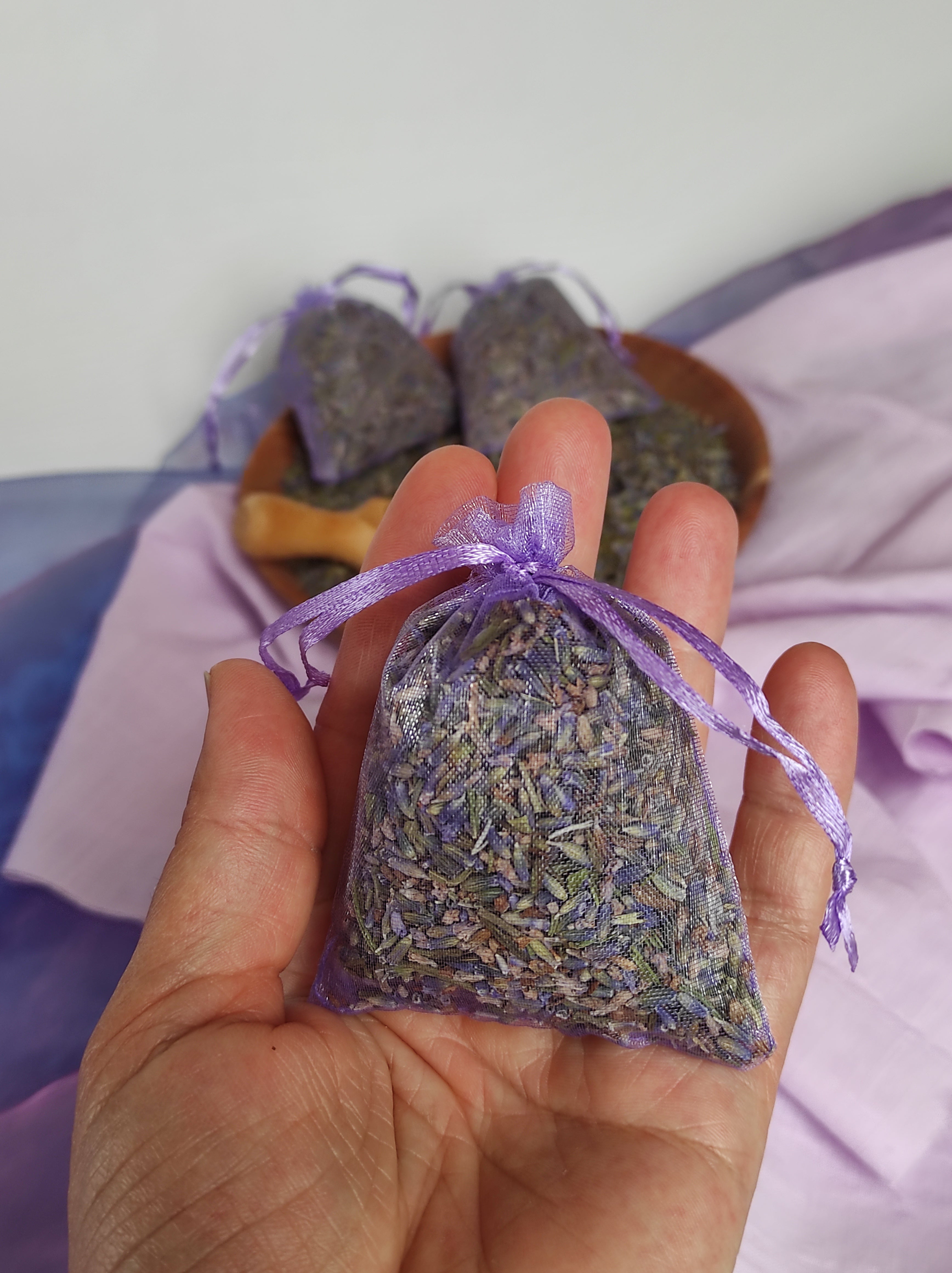 Set de 3 săculeți de organza cu lavandă