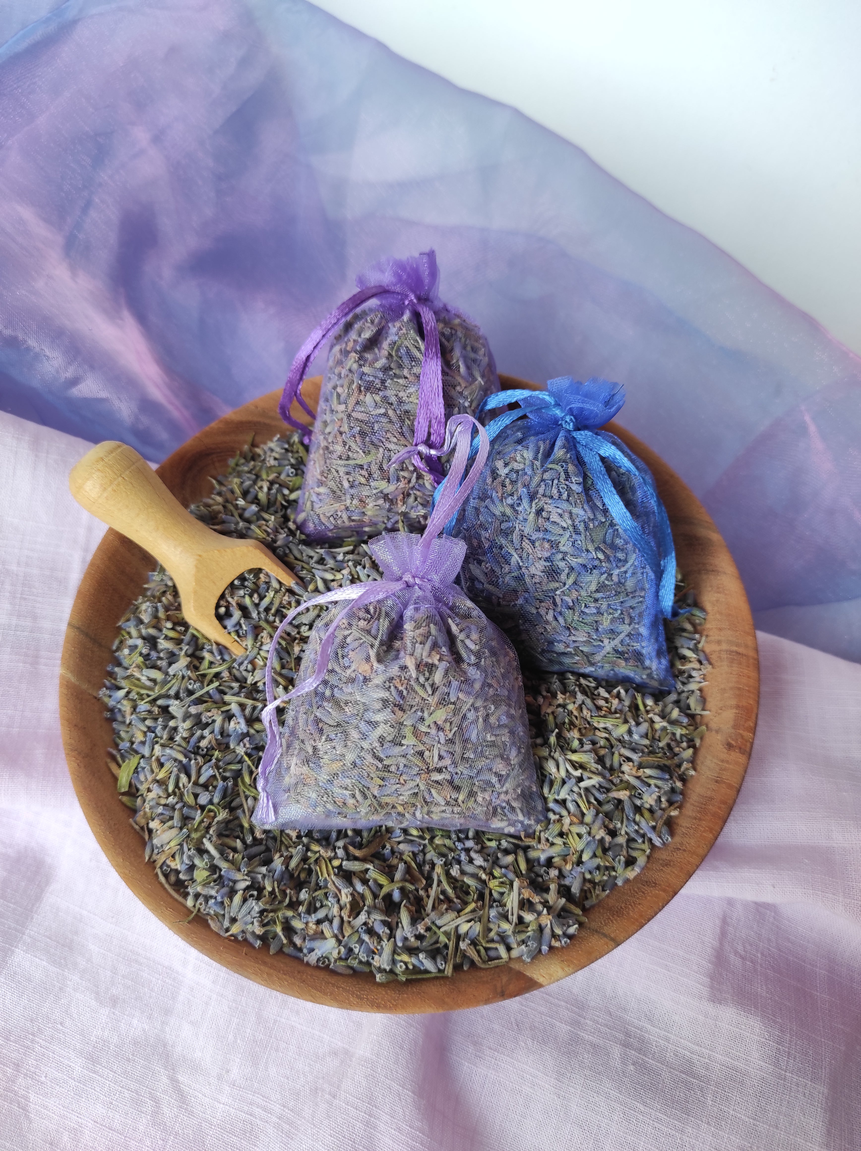 Set de 3 săculeți de organza cu lavandă